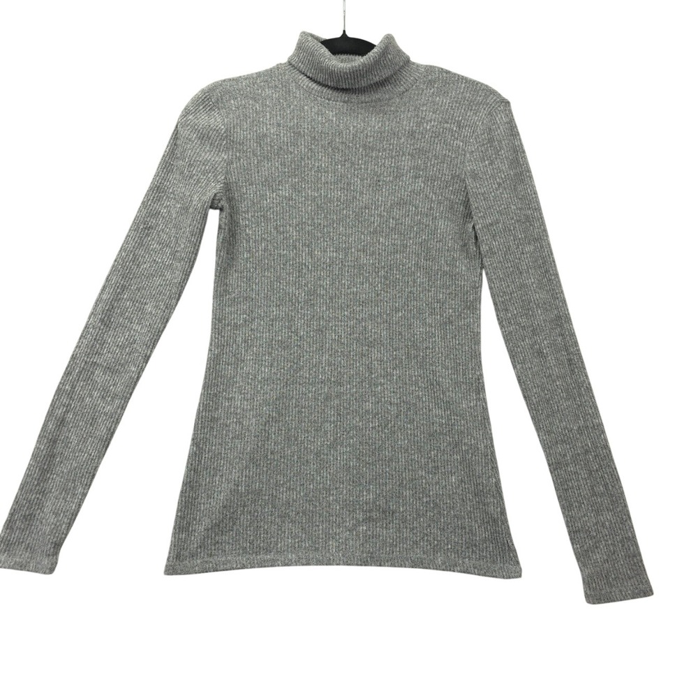 Mossimo Supply Co Women Gray Ribbed Turtleneck Sweater Sz Med Long Sleeve Preppy